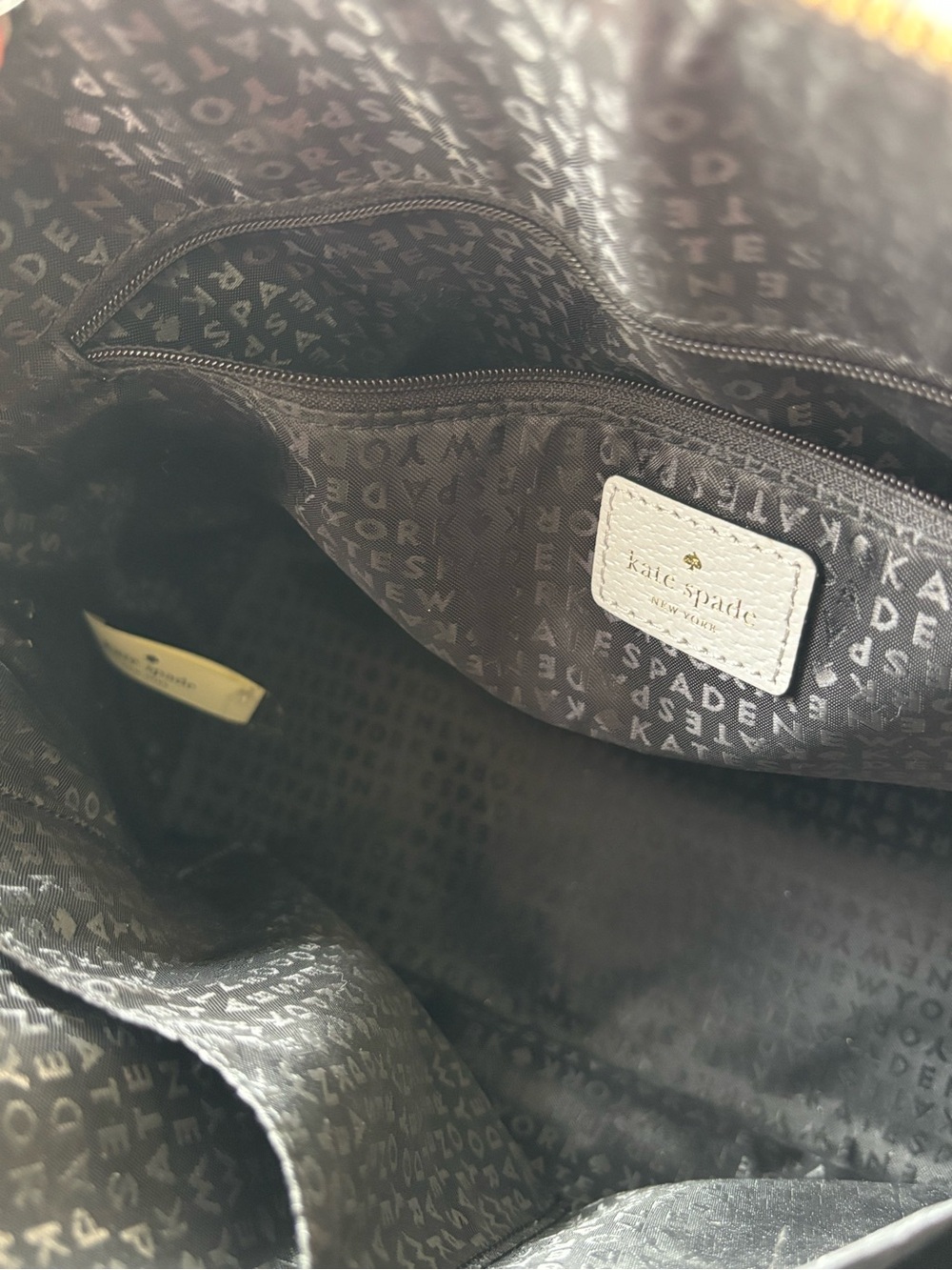 kate spade Black and Dove Gray Leather Dome Satchel with Removable Strap - Picture 8 of 15